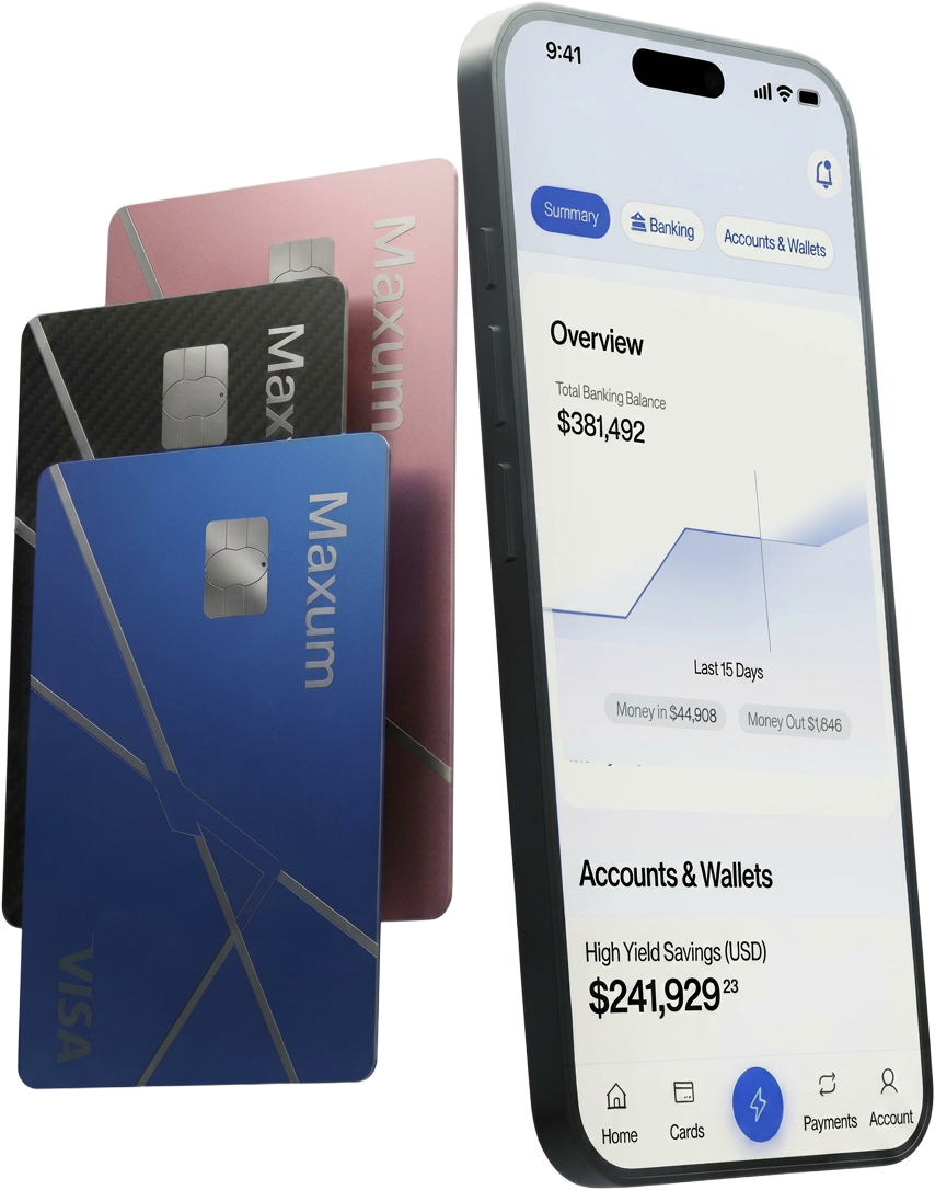 Maxum corporate cards and mobile banking app